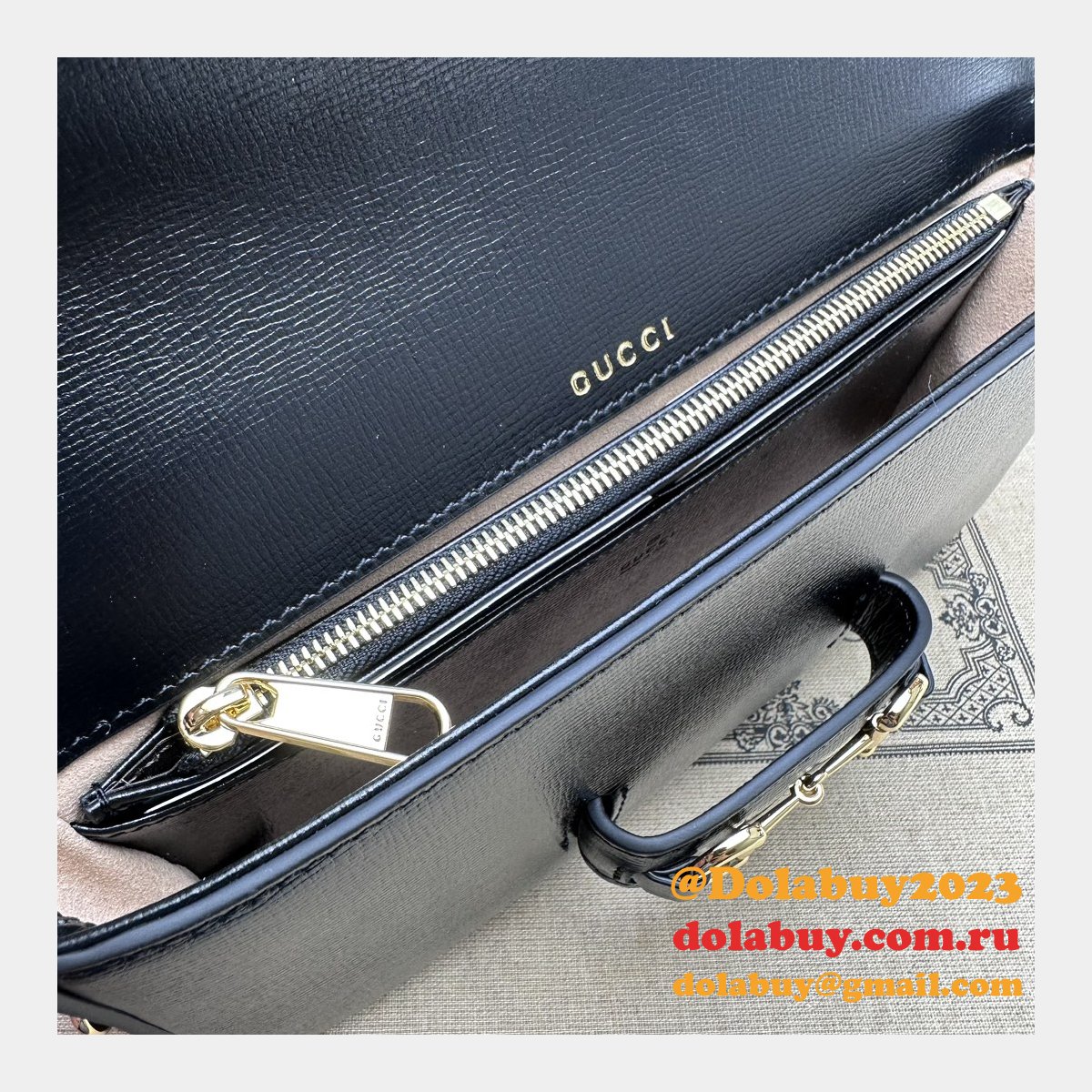 High Quality 752002 Horsebit Black 1955 Replica Gucci Designer Bag