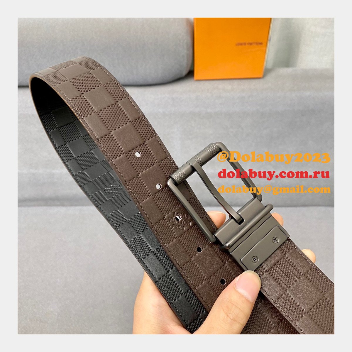 Louis Vuittons Knockoff Damier 40mm Infini Belts