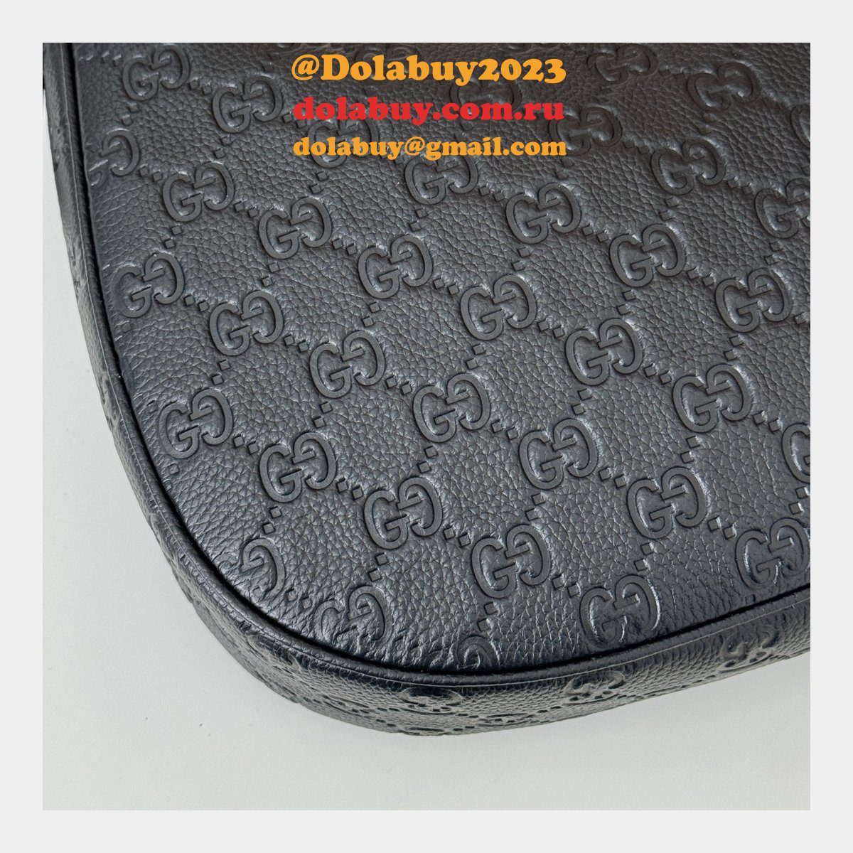 Knockoff Gucci GG Emblem Medium Shoulder Chain 820453 Black Bag