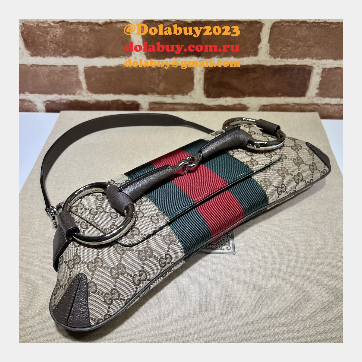 High Quality Gucci Horsebit Chain 764255 Shoulder Knockoff Bag Beige