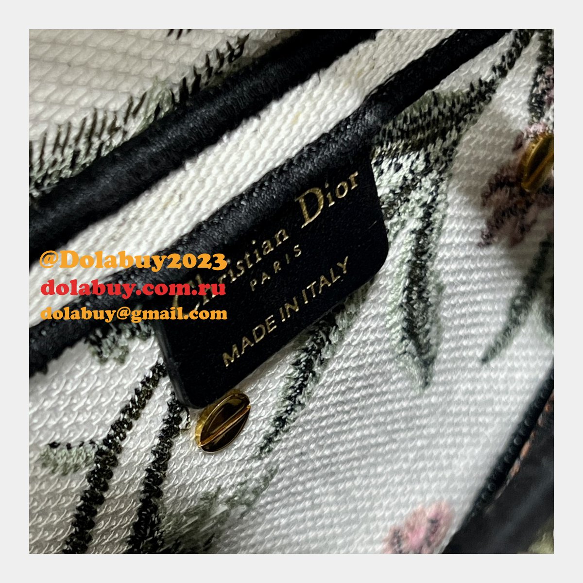 Duplicate Christian Dior Saddle Oblique Blooming 9012/0446 White Bag