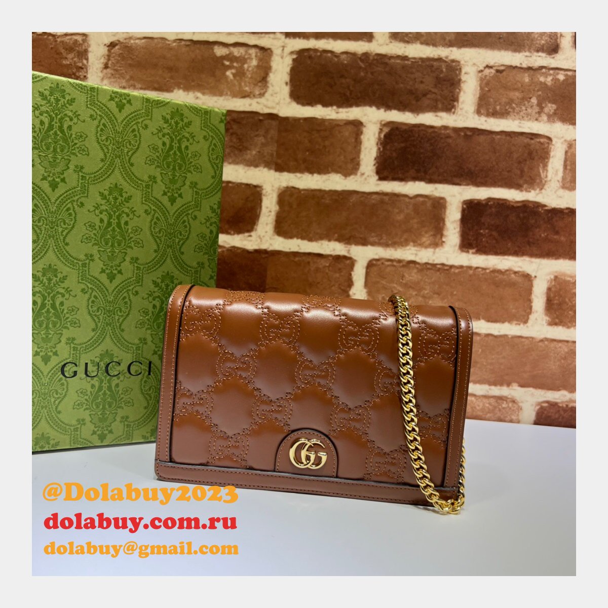 Gucci Our Replica Designer 723787 GG Matelassé Chain Wallet