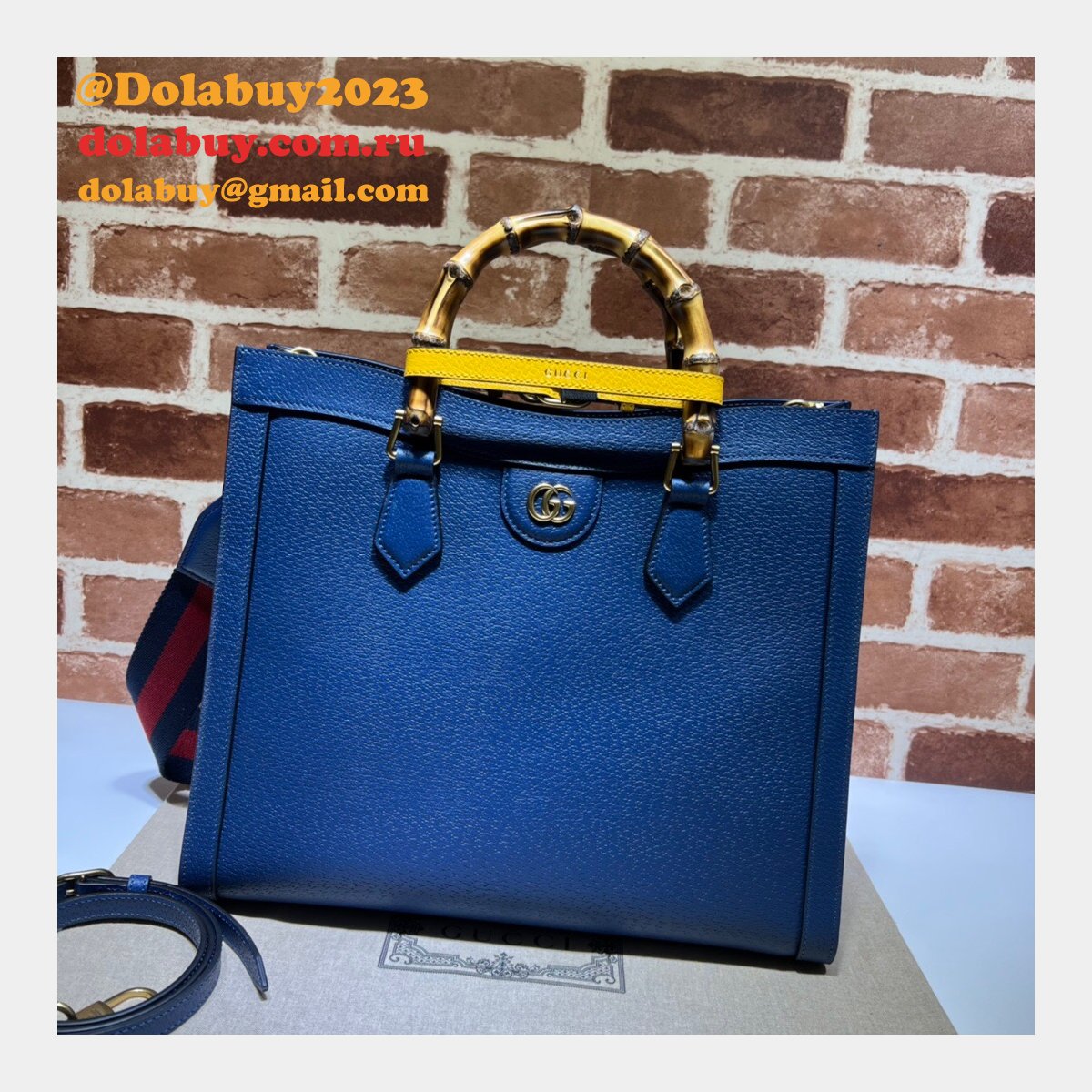 Cheap Gucci Diana tote bag 678842 blue/black leather from china