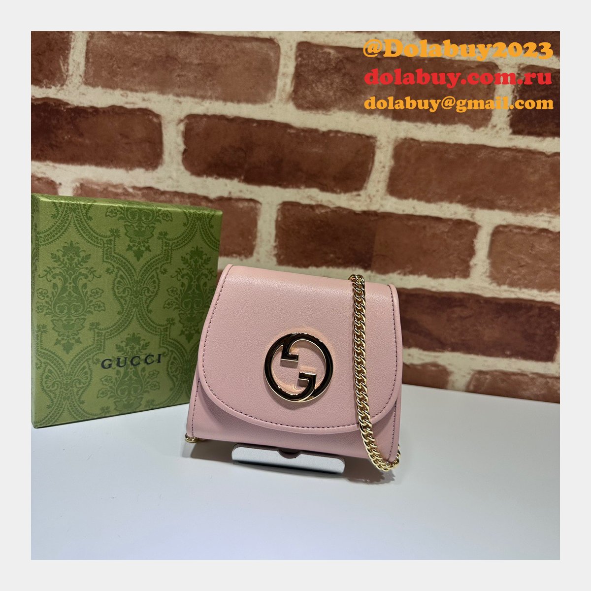 G*u*i fake blondie compact chain wallet top quality 725219 bag