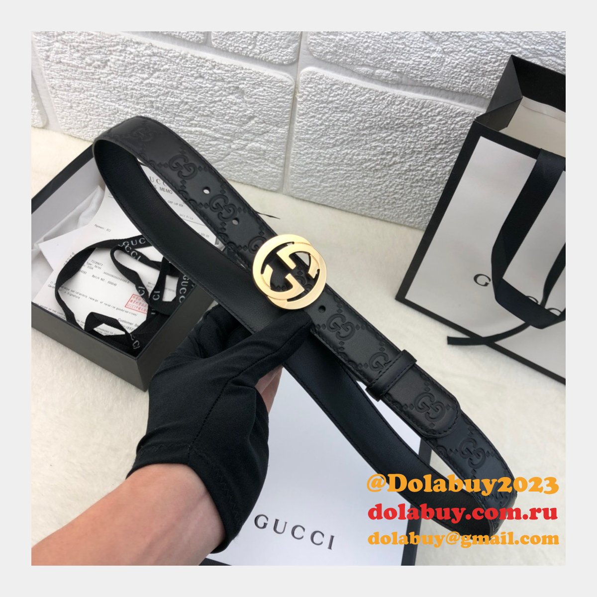 Copy Gucci Perfect Leather 7 Star 3.0cm Belts Black