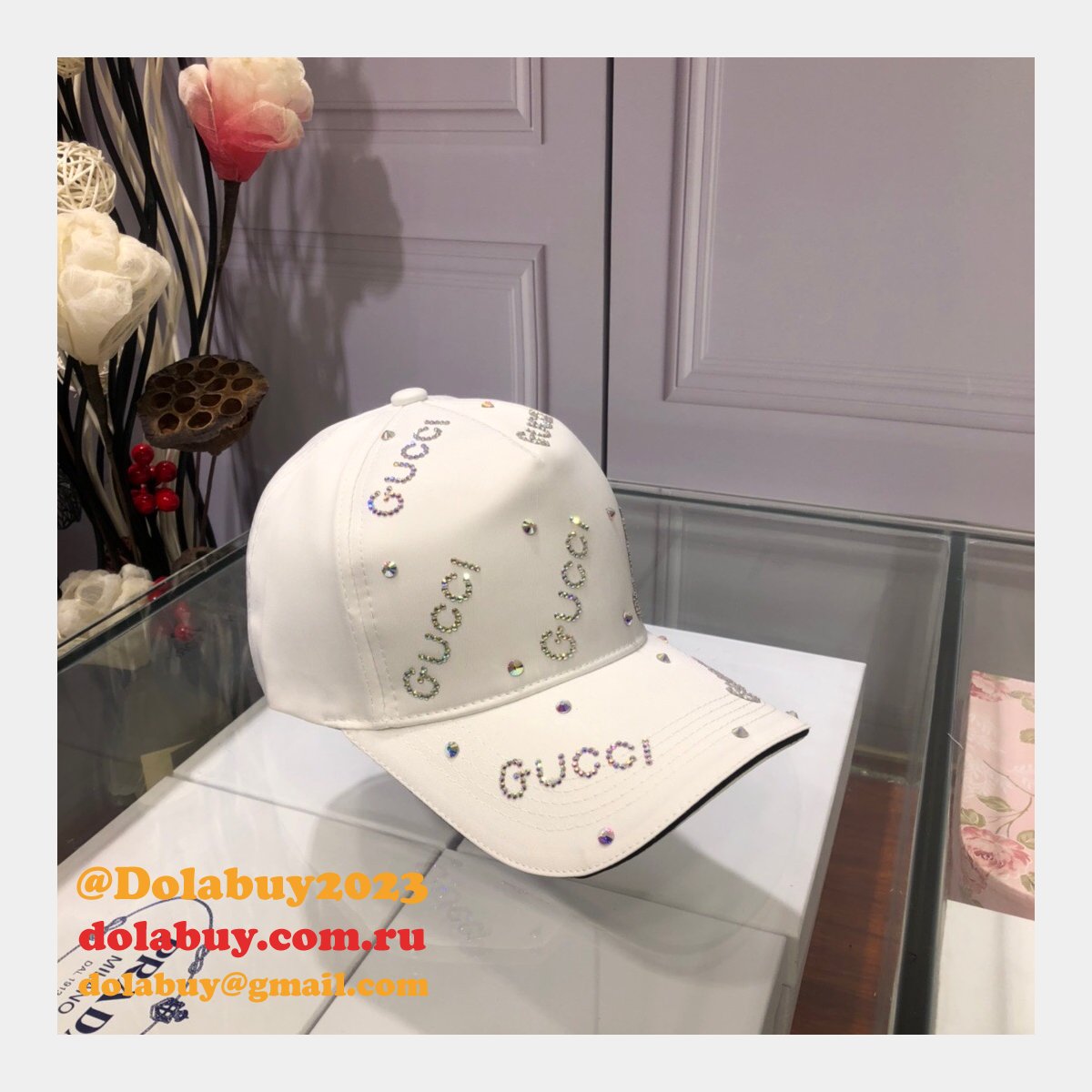 Fashion Gucci with diamond logo Baseball cap
