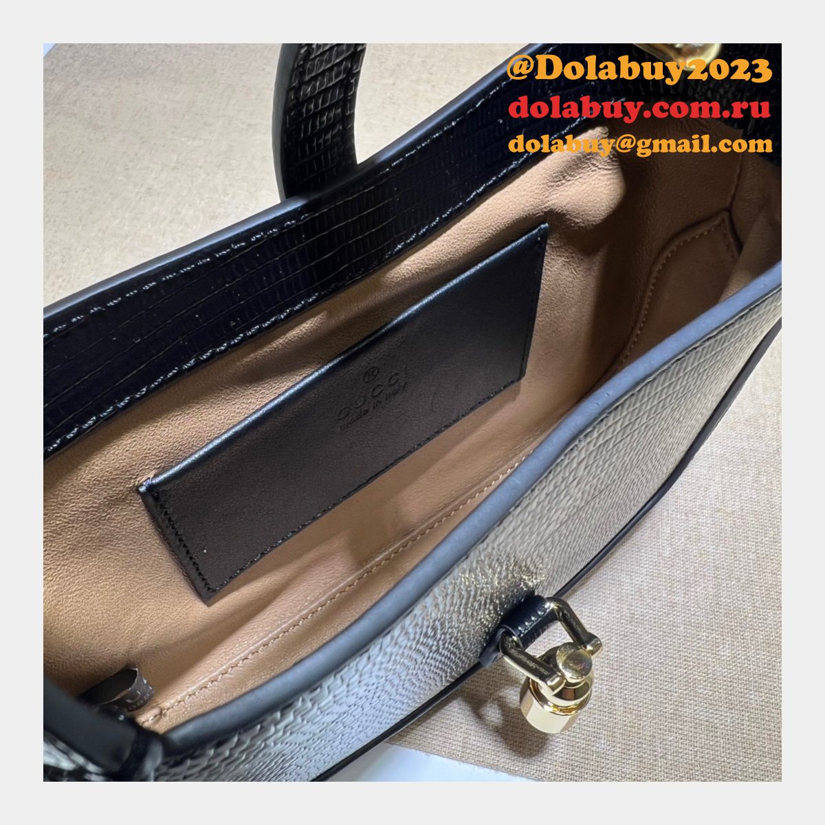 Copy Gucci Designer Jackie 1961 lizard 675799 Black bag