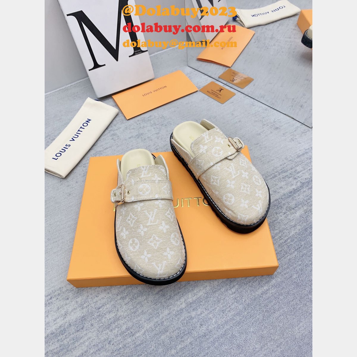 Outlet Replica Louis Vuitton Baotou Drag men Shoes Dolabuy