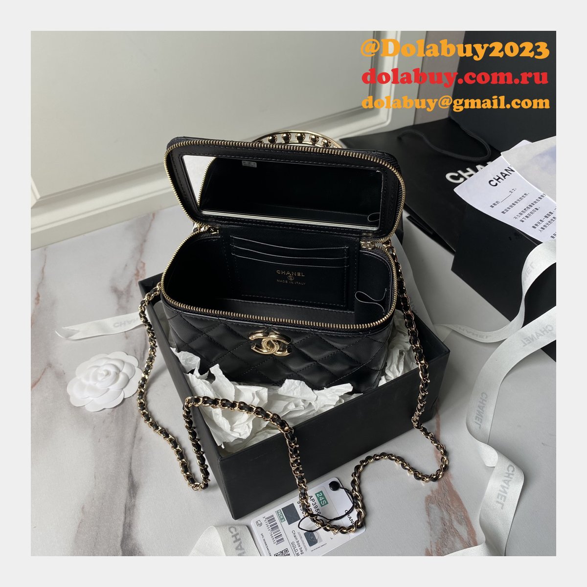 Best AP3956 Vanity Shoulder 1:1 Mirror Luxury Fake Bags