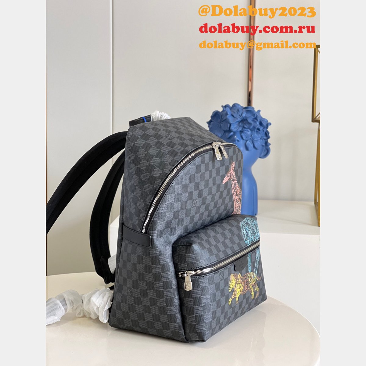 Louis Vuitton Designer M45275 Discovery Backpack Damier Graphite Replica Bags