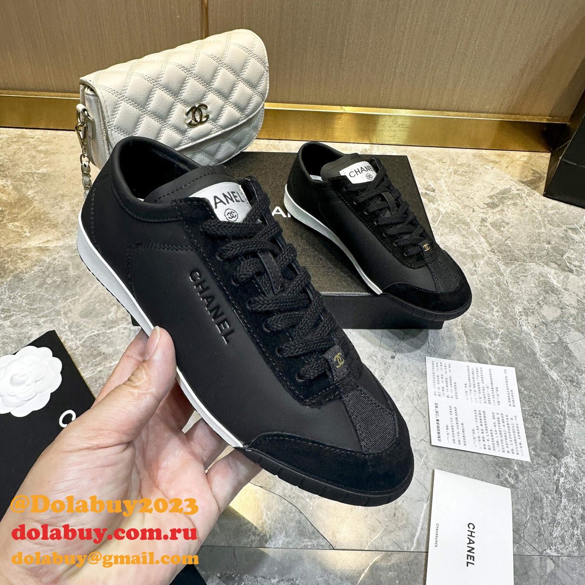 Designer chane Calf leather & calf suede sneaker 2024