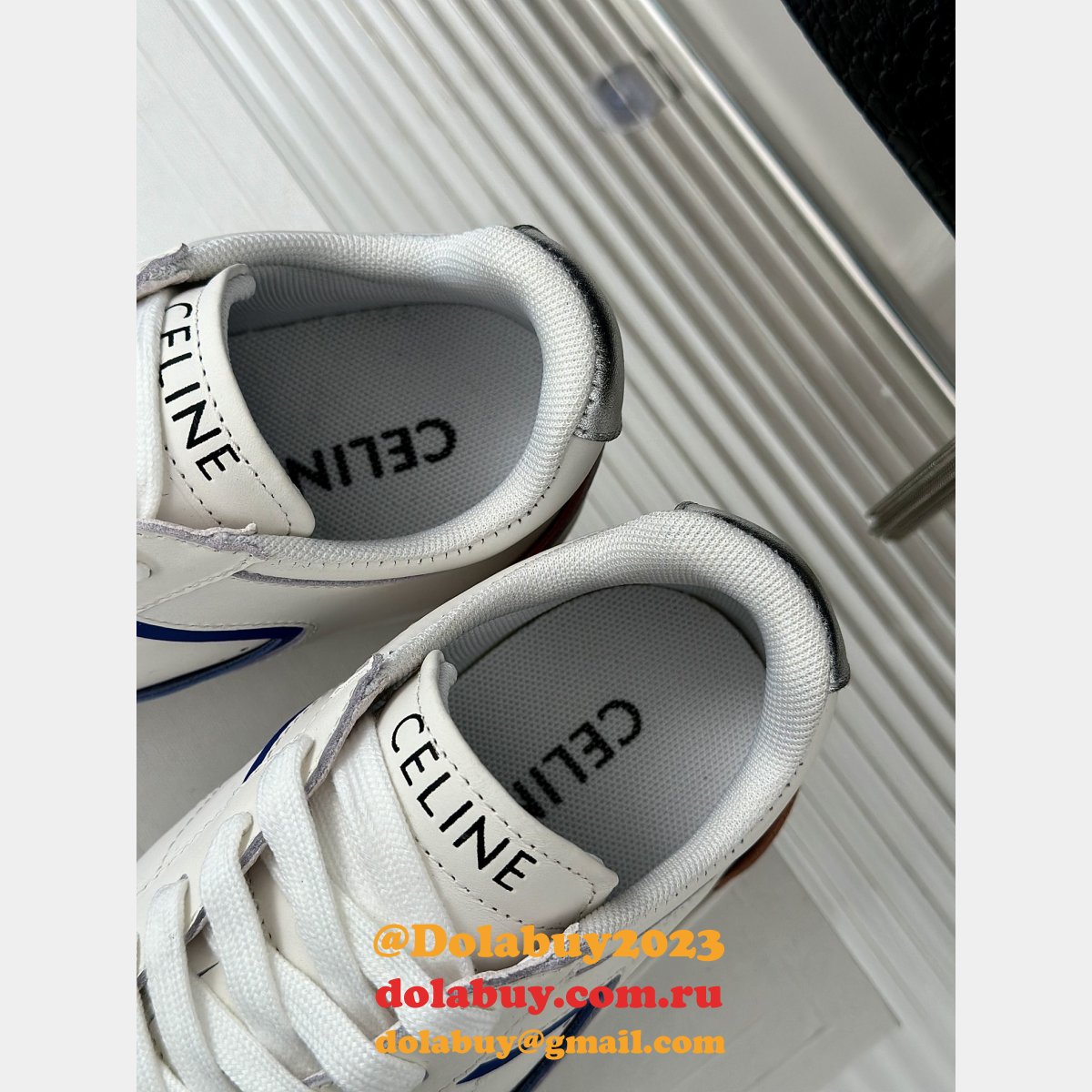 CELINE HOMME Suede-Trimmed Leather Sneakers
