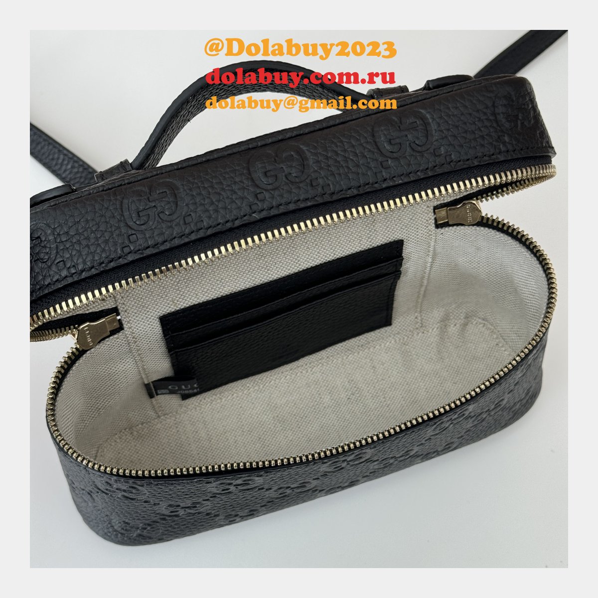 Replica Gucci GG Emblem Super Mini 1:1 Mirror 815949 Black Bag