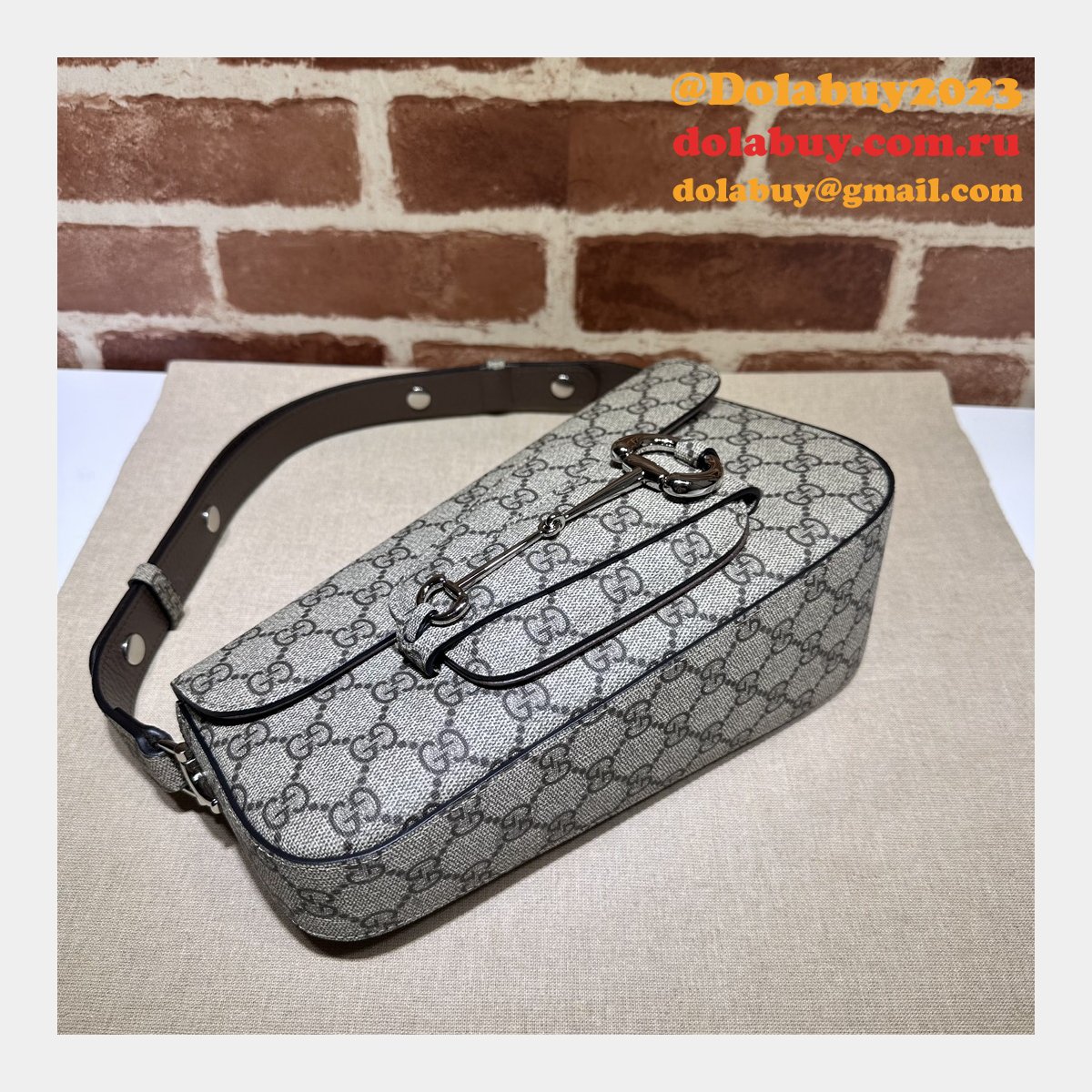 Perfect Gucci Replica Horsebit 764155 7 Star 1955 Shoulder Beige Bag