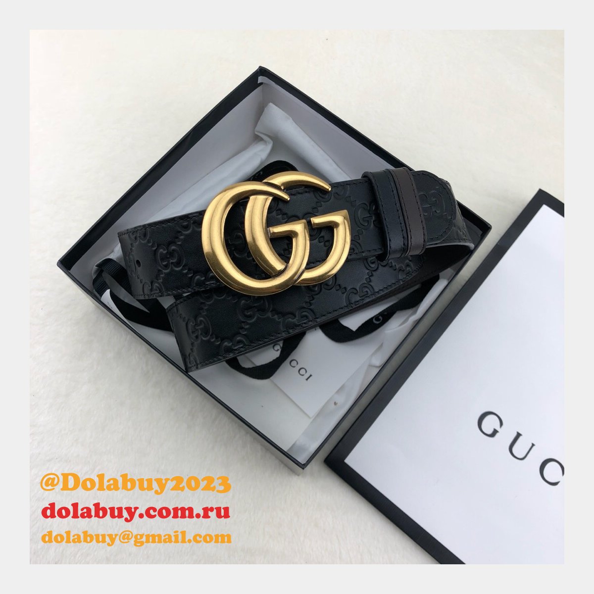 G*u*i belt with double g buckle 38mm-2 black fake