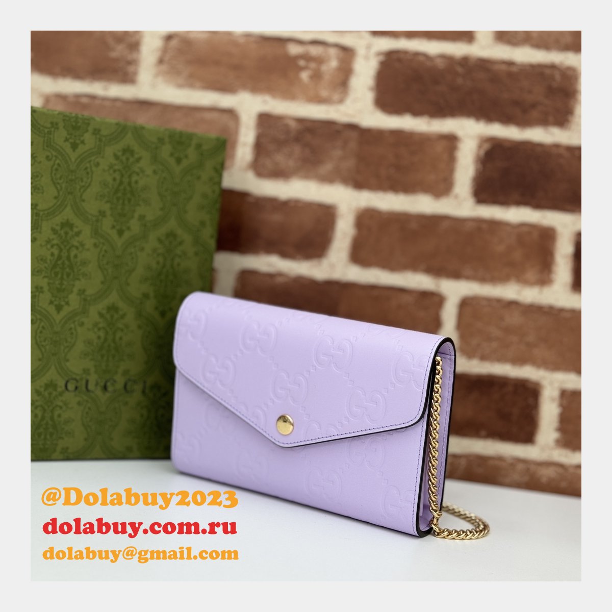 G*u*i copy gg leather chain wallet 1:1 mirror 781555 bag