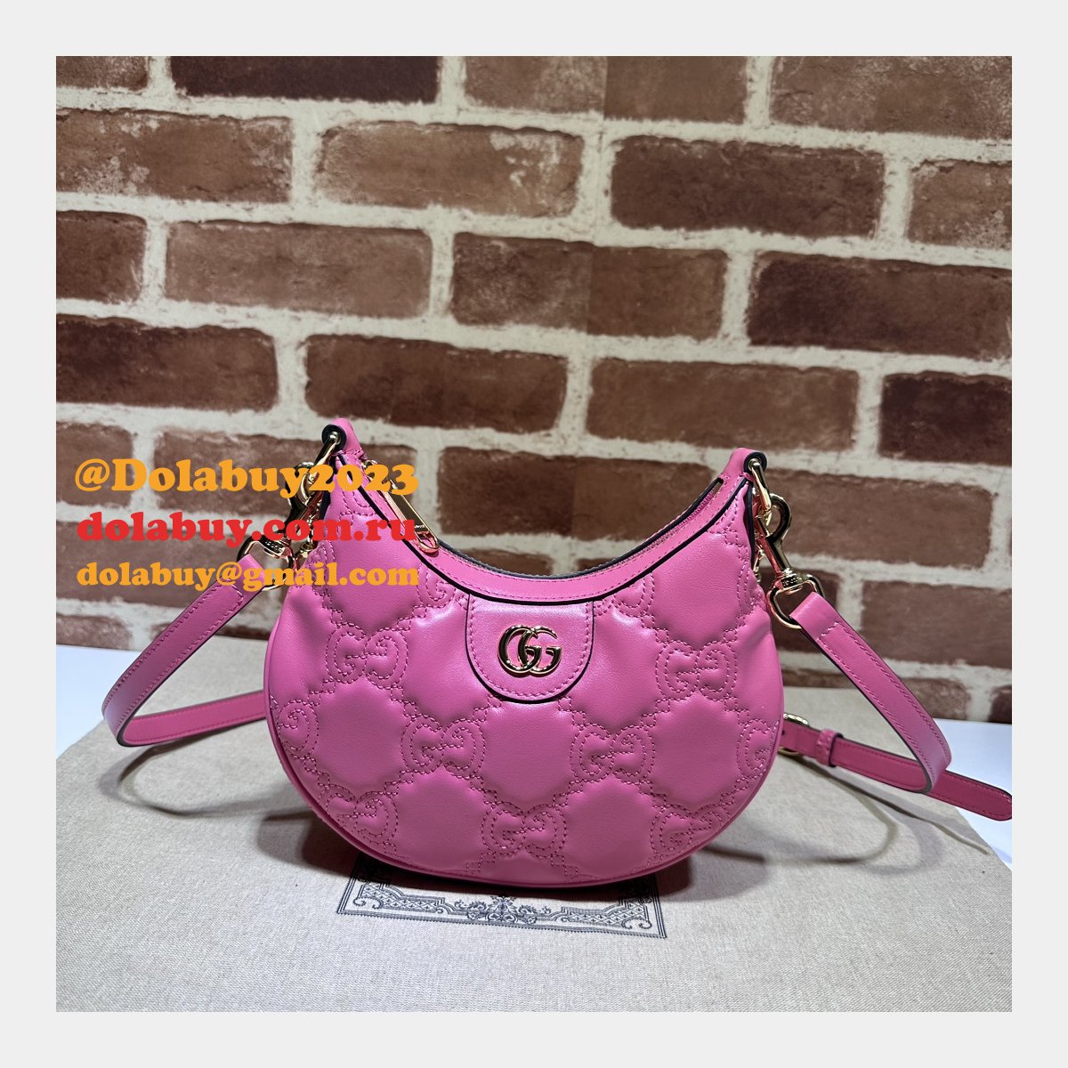 G*u*i 1:1 mirror 739736 gg matelassé designer black/pink bag