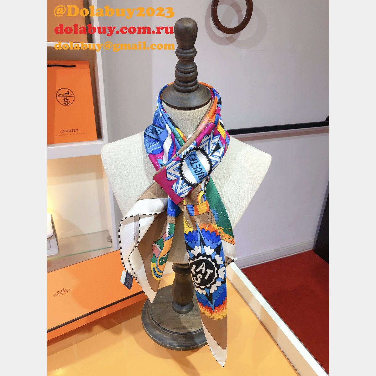 Designer Fake hermes twill silk scarf
