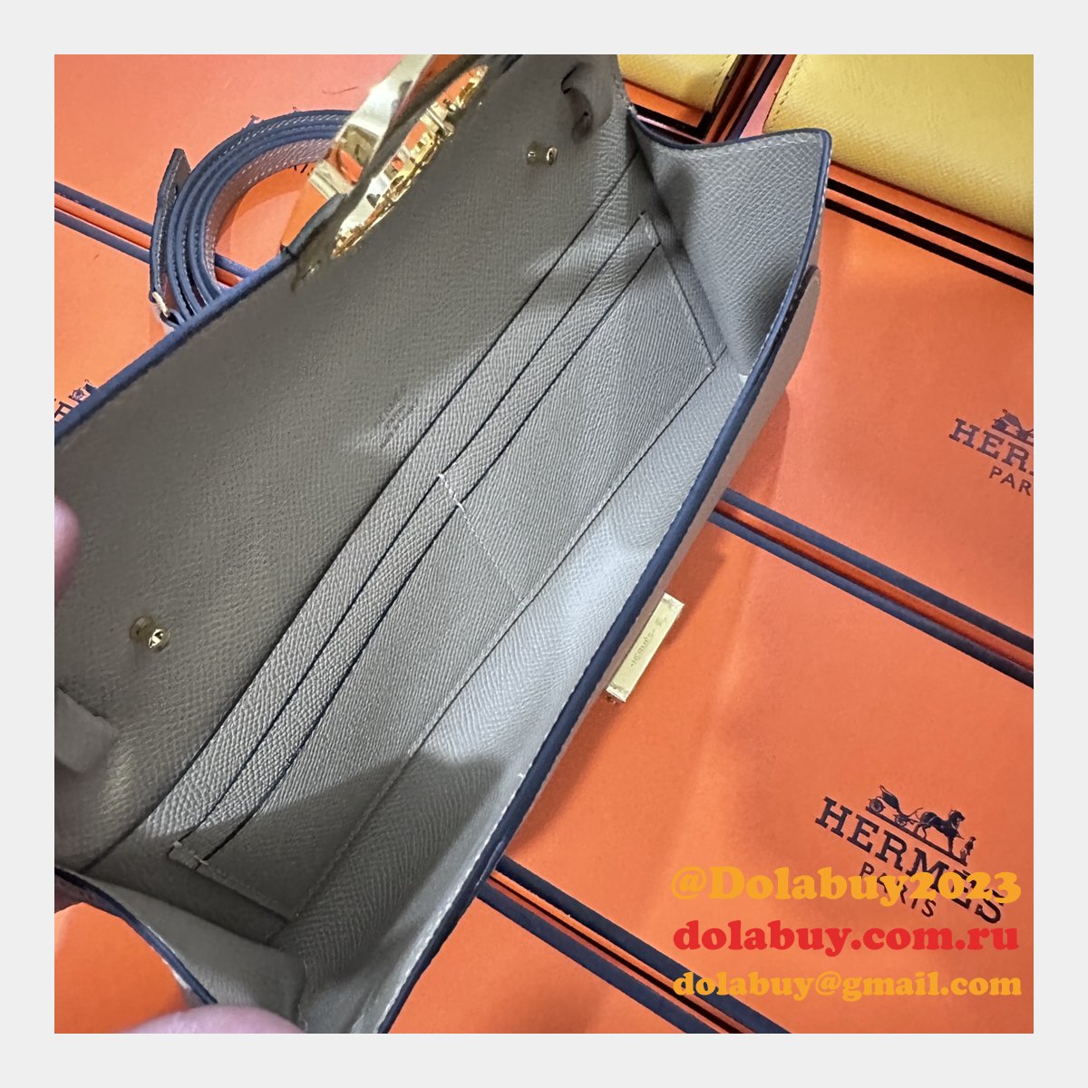 Luxury Hermes D Ancre to go clutch Epsom bag