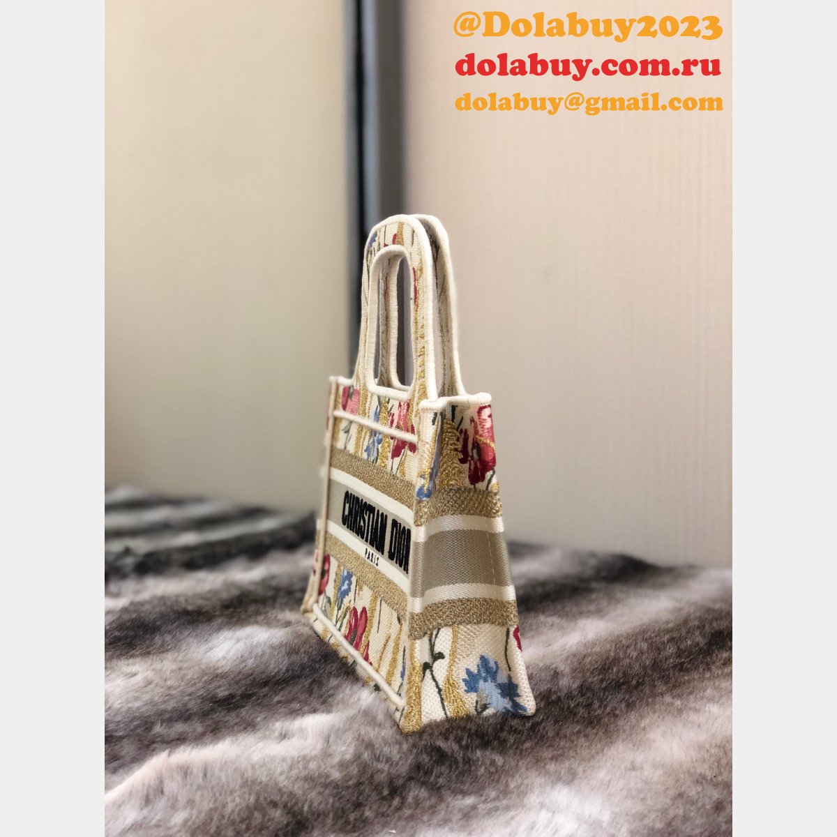 Mini Dior Book Tote Replica Oblique Embroidery