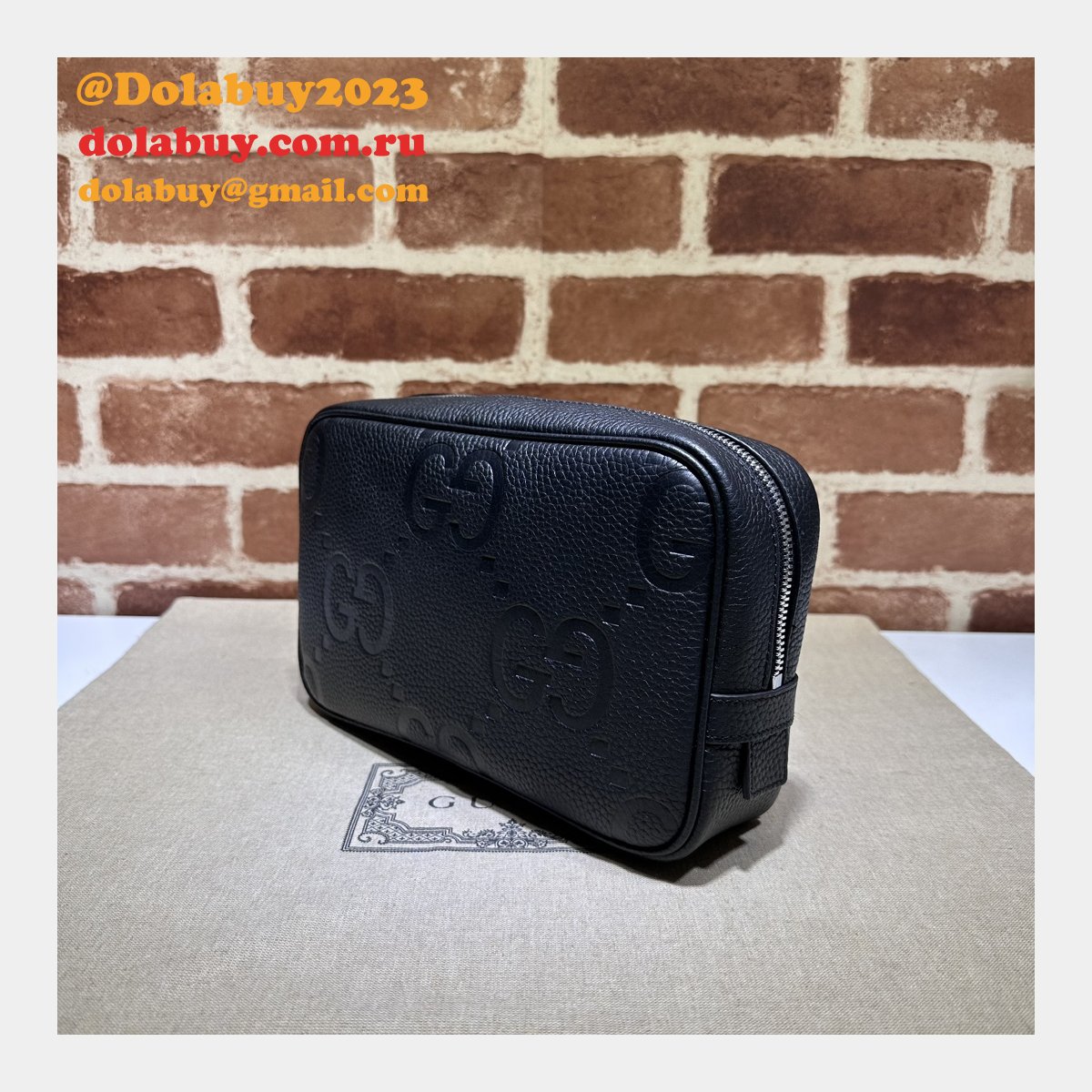 Gucci 766957 Replica Accessories Jumbo GG Toiletry Case Black Bag
