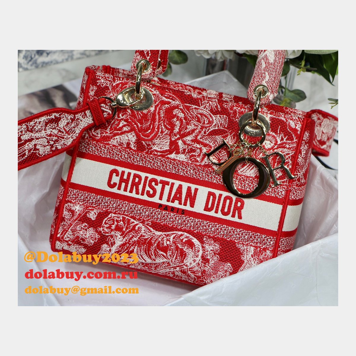 Lady Copy Christian Dior 24cm Red Bag UK for sale