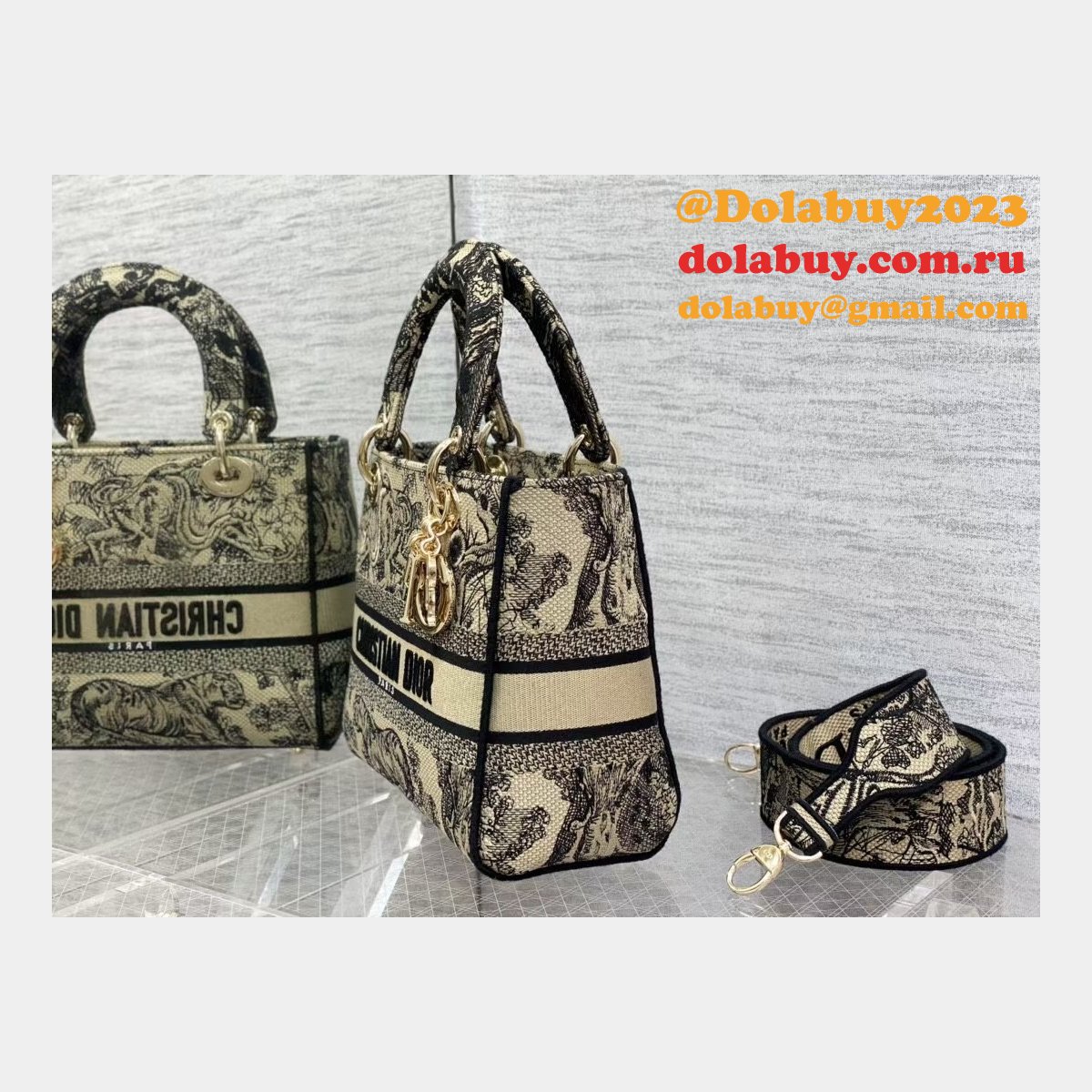 Wholesale Leather Lady Dior 24cm Replica Shoulder Handbag