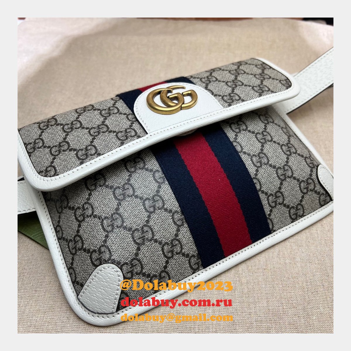 Best Quality Gucci Replica Ophidia belt bag 674081 GG supreme canvas