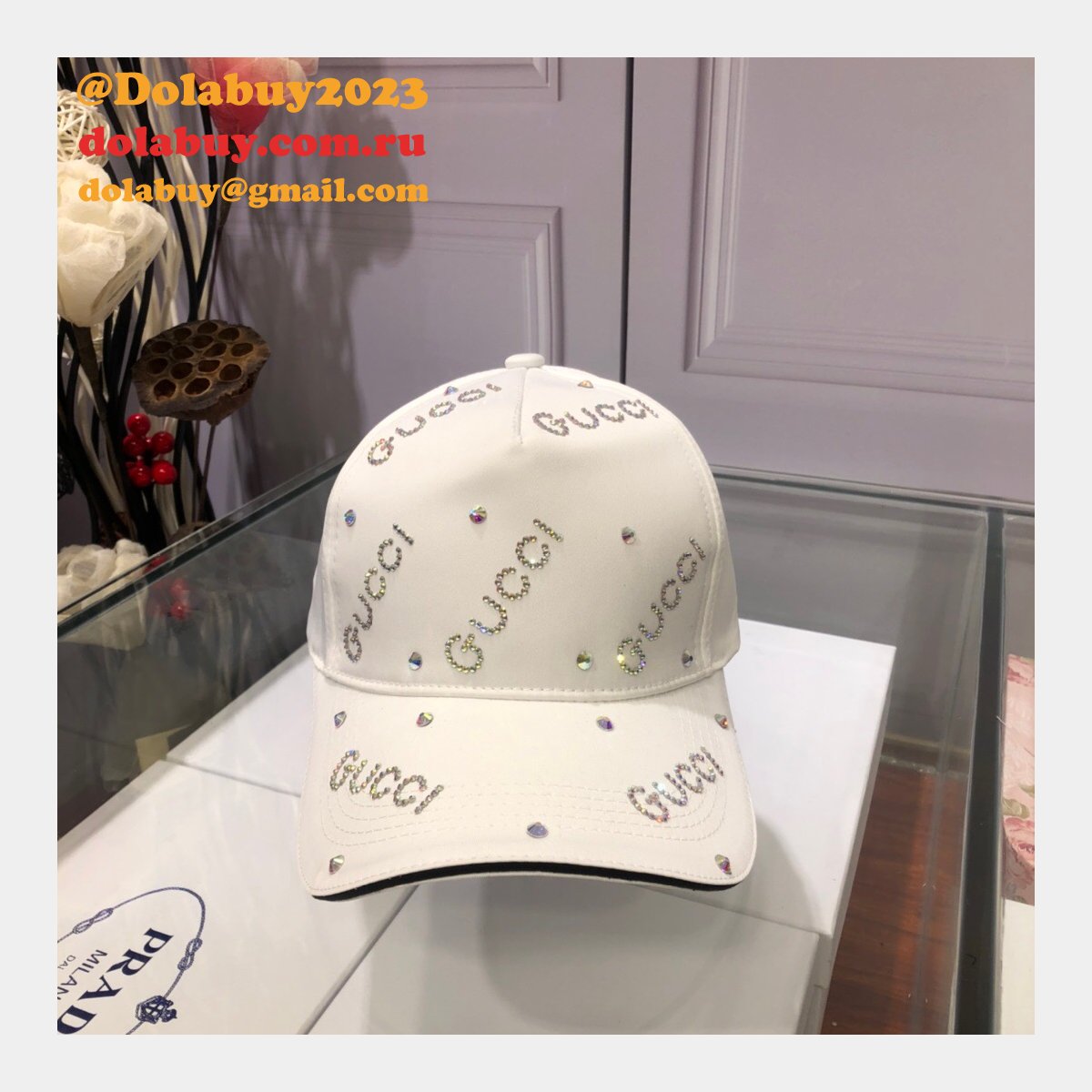 Fashion Gucci with diamond logo Baseball cap