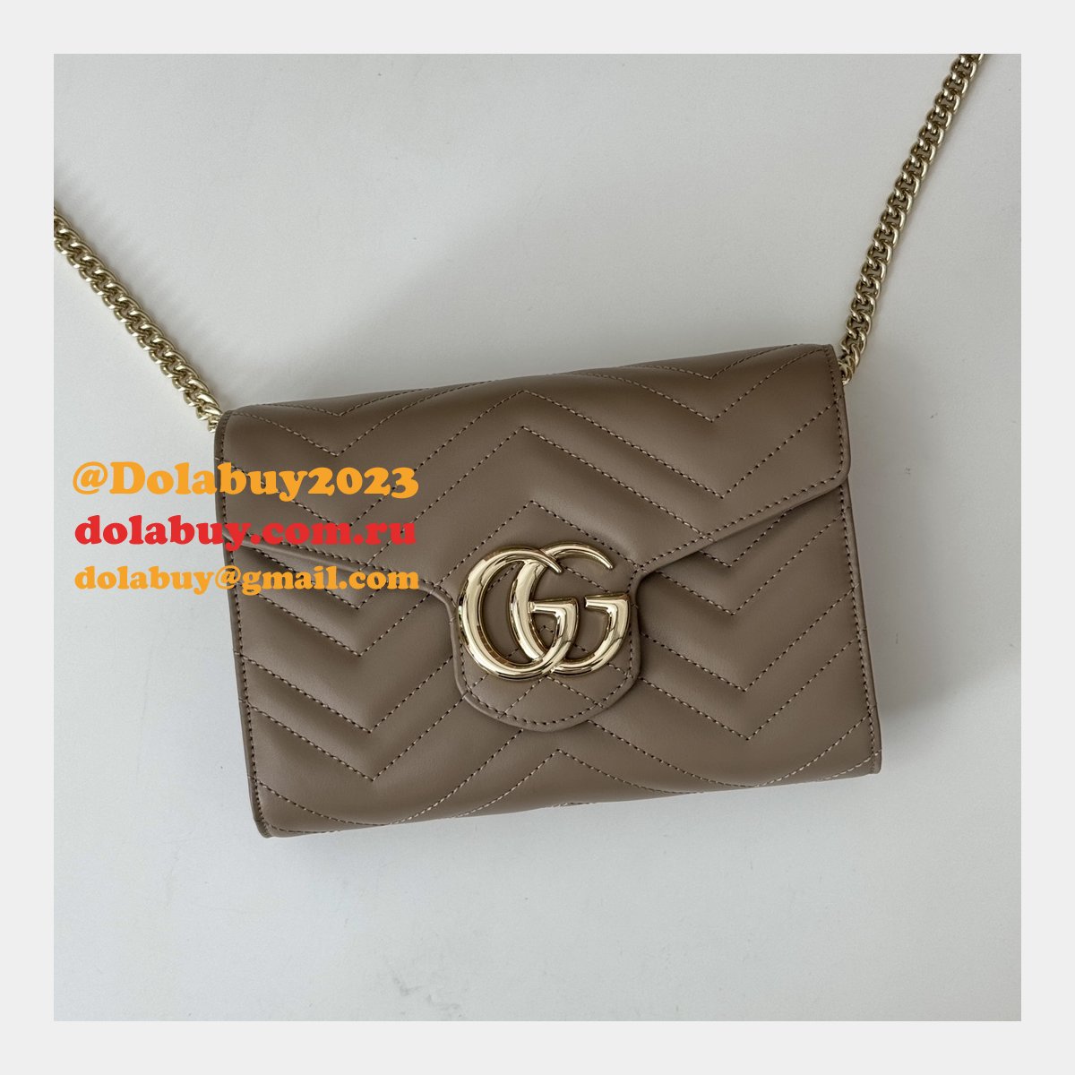Perfect Gucci Replicas 474575 GG Marmont Super Chain Wallets High Bag