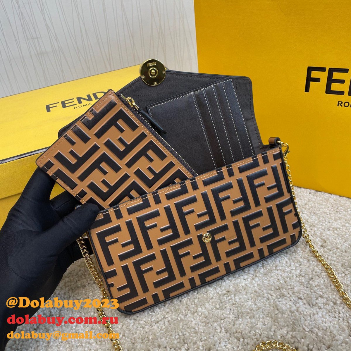 Fendi Best Fashion 212200 Maca embossing Apricot Bags