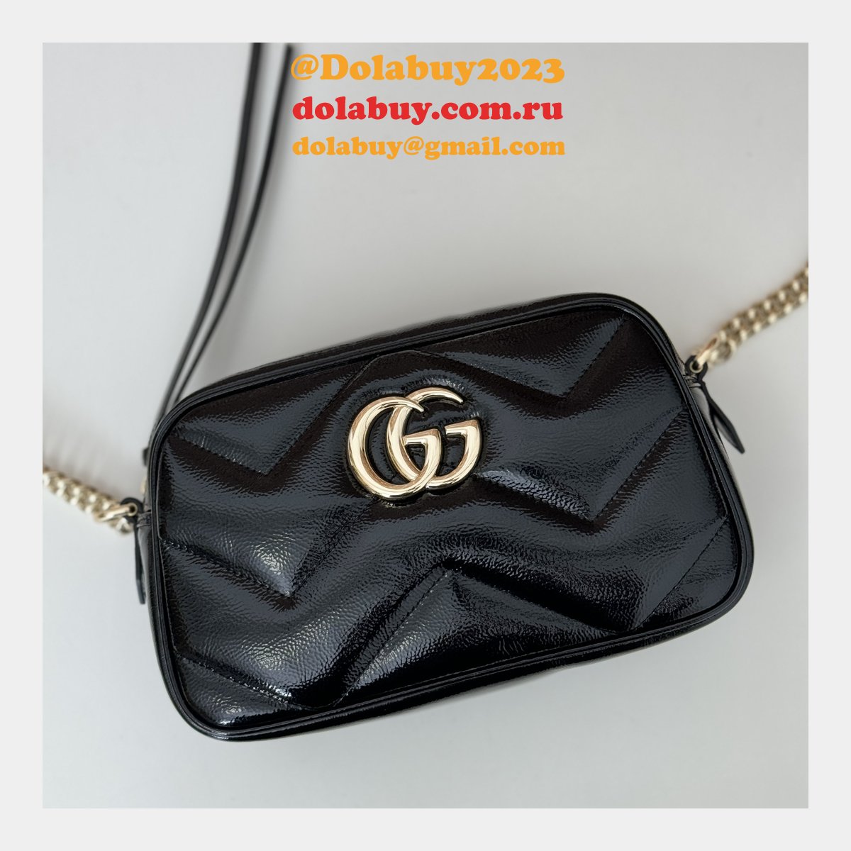 GG Marmont Gucci Duplicate Small Shoulder 802448 Black Bag