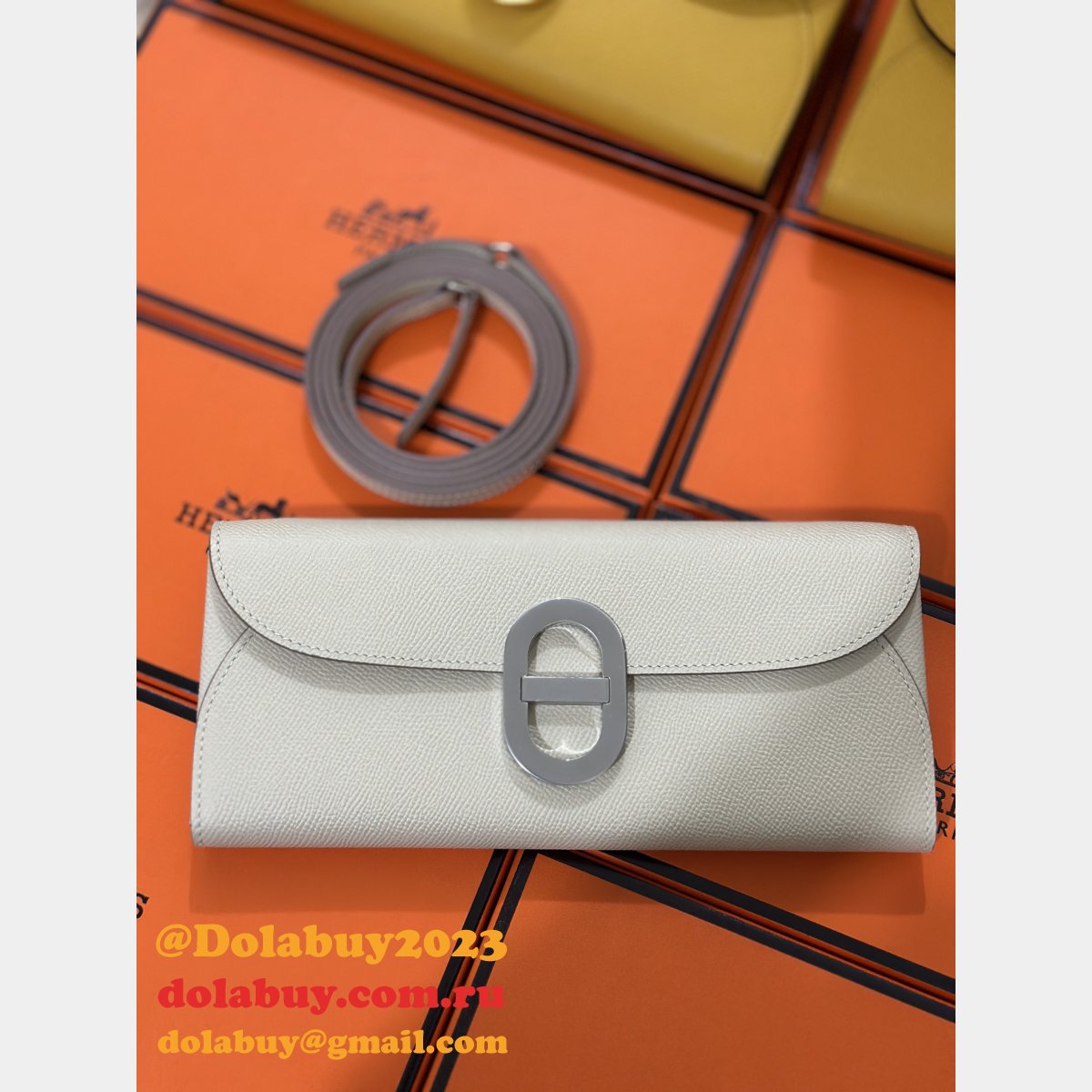 Luxury Hermes D Ancre to go clutch Epsom bag