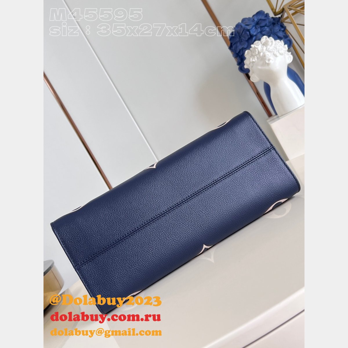 Onthego Louis Vuittons Replica M47084 Navy Monogram Empreinte Bag