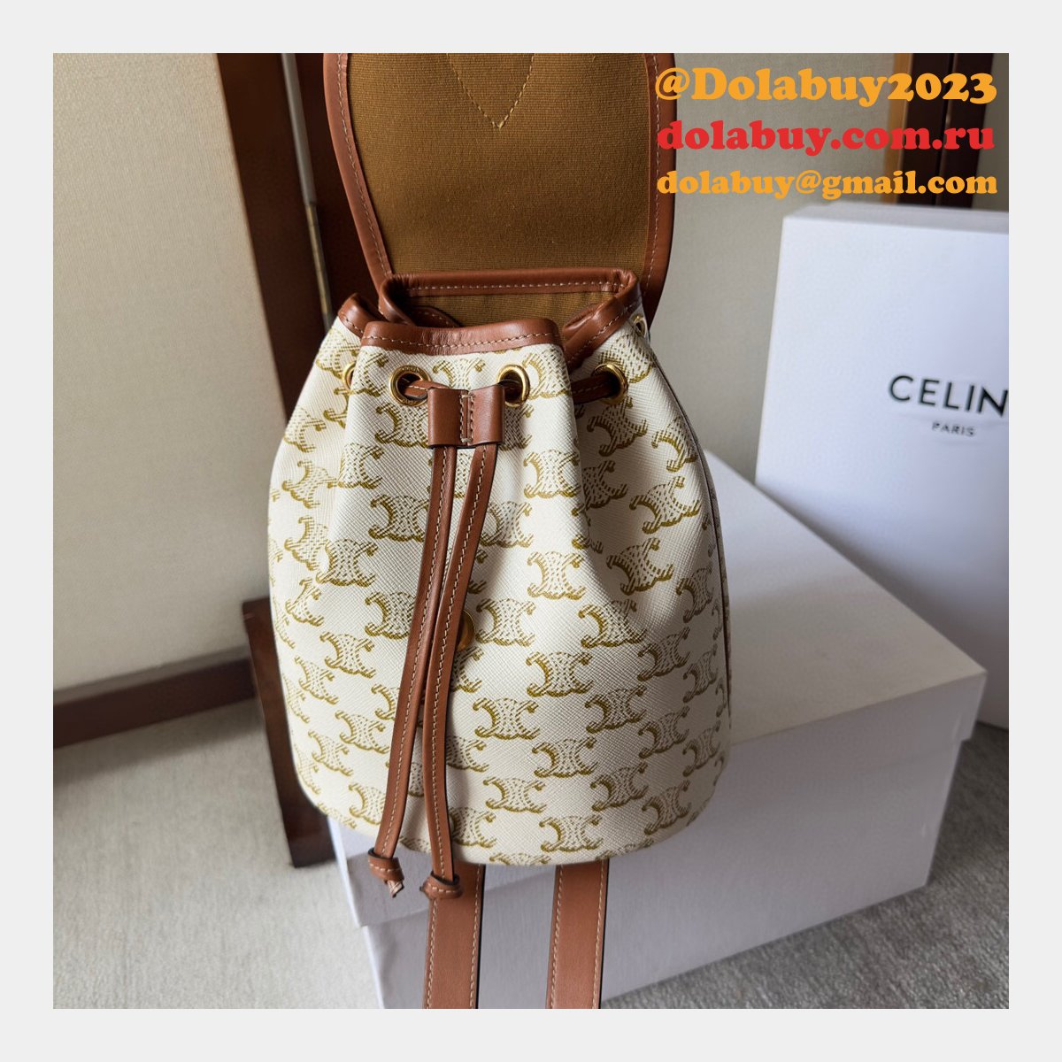 Backpack Celine Replica 197662 Folco Triomphe Canvas Bag