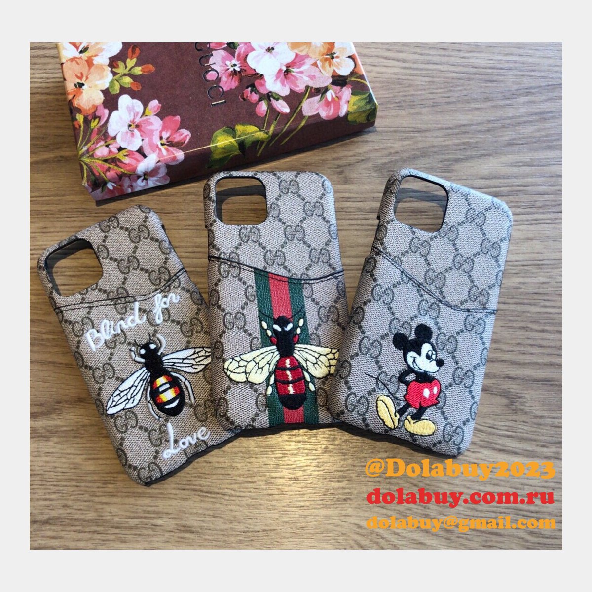 High Quality Gucci iPhone Leather Wallet Cases
