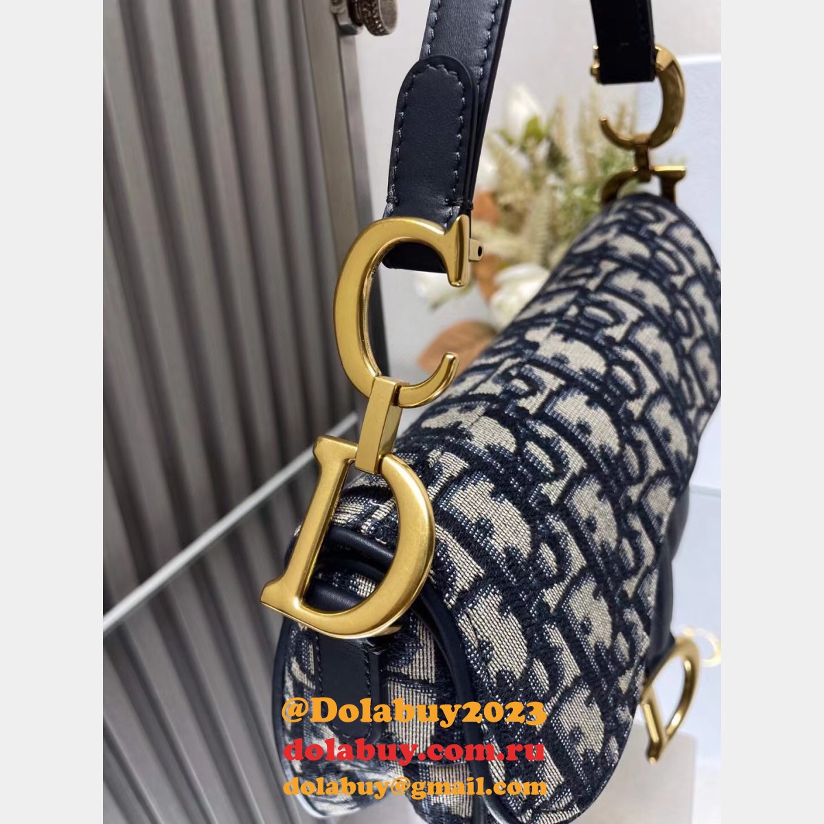 Our Christian Dior Designer Copy Saddle 19.5/25.5Cm Navy Bags