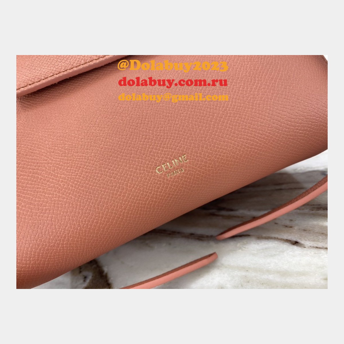 Replica Celine Ladies Yellow Nano Belt Bag In Laminated Calfskin