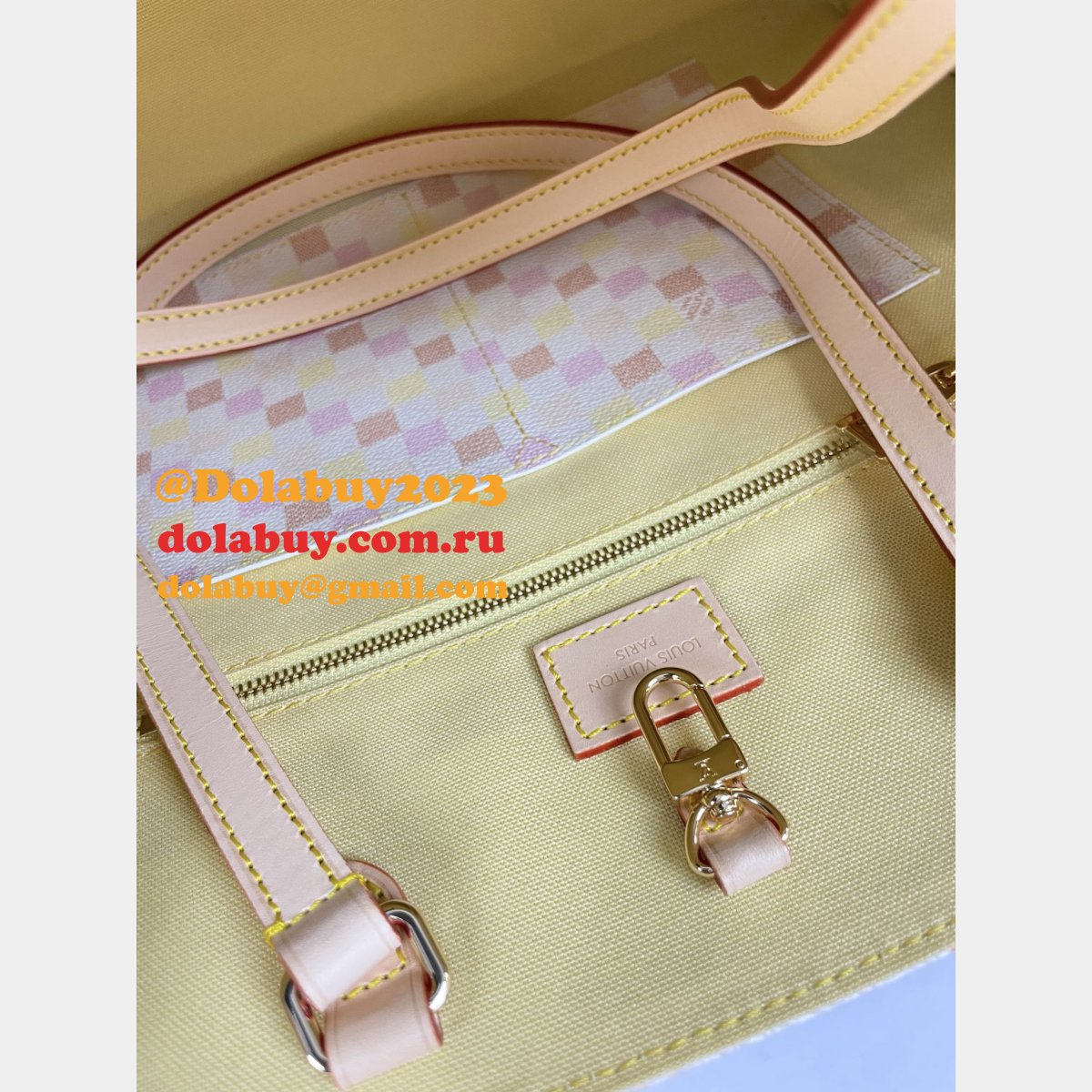 New Louis Vuitton On the Go N40518 Blue Pastel Damier Tote Knockoff Bag