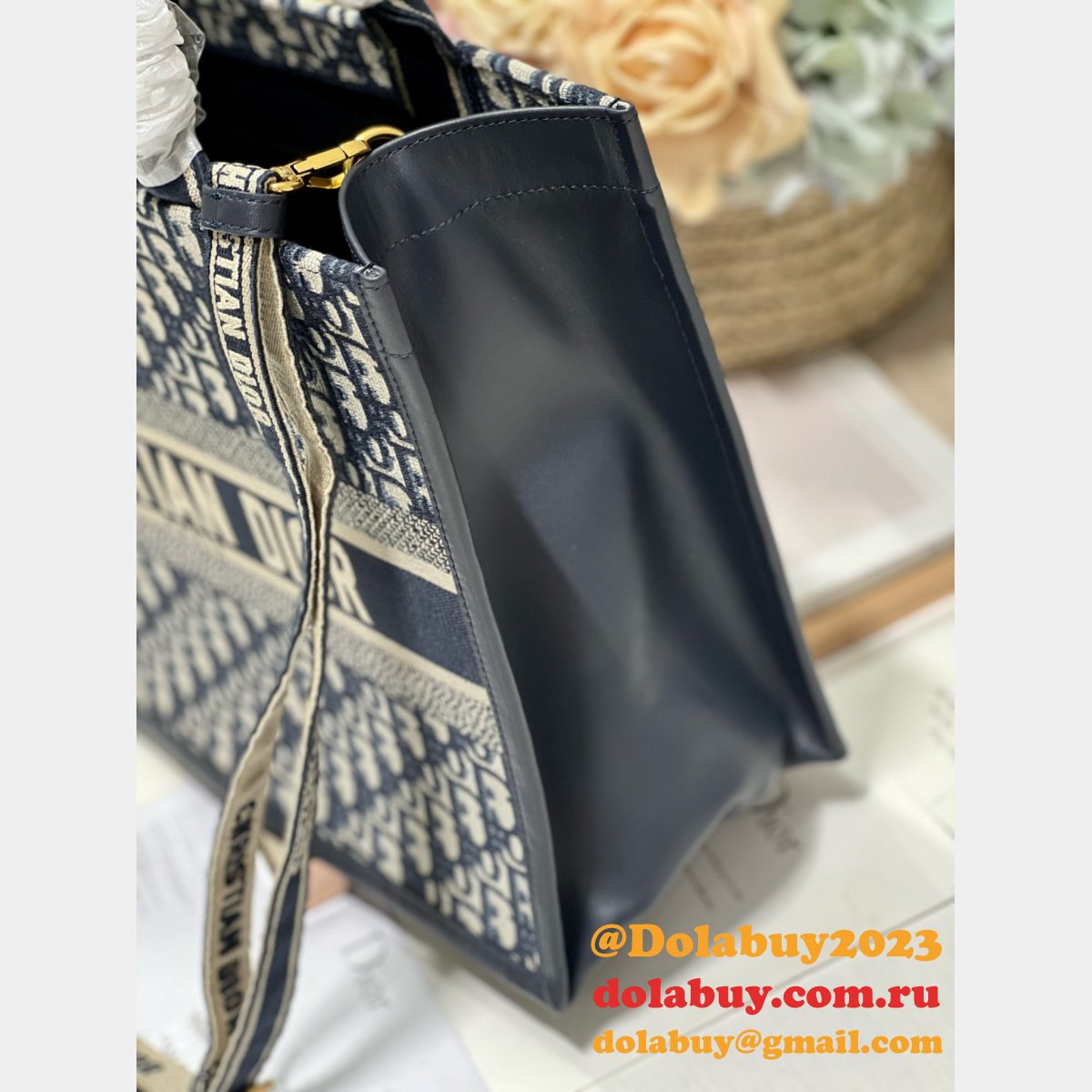 Shop D-Stripes 1286 Bayadere Dior Book Tote Replica Bags