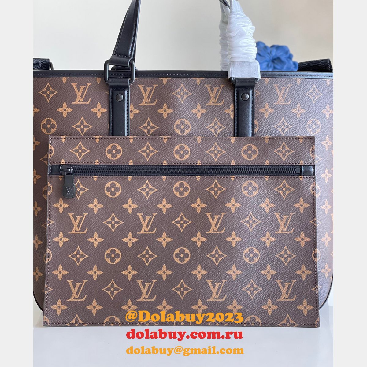 Perfect Quality Louis Vuitton Replica Week-End Tote PM Monogram Macassar M45734
