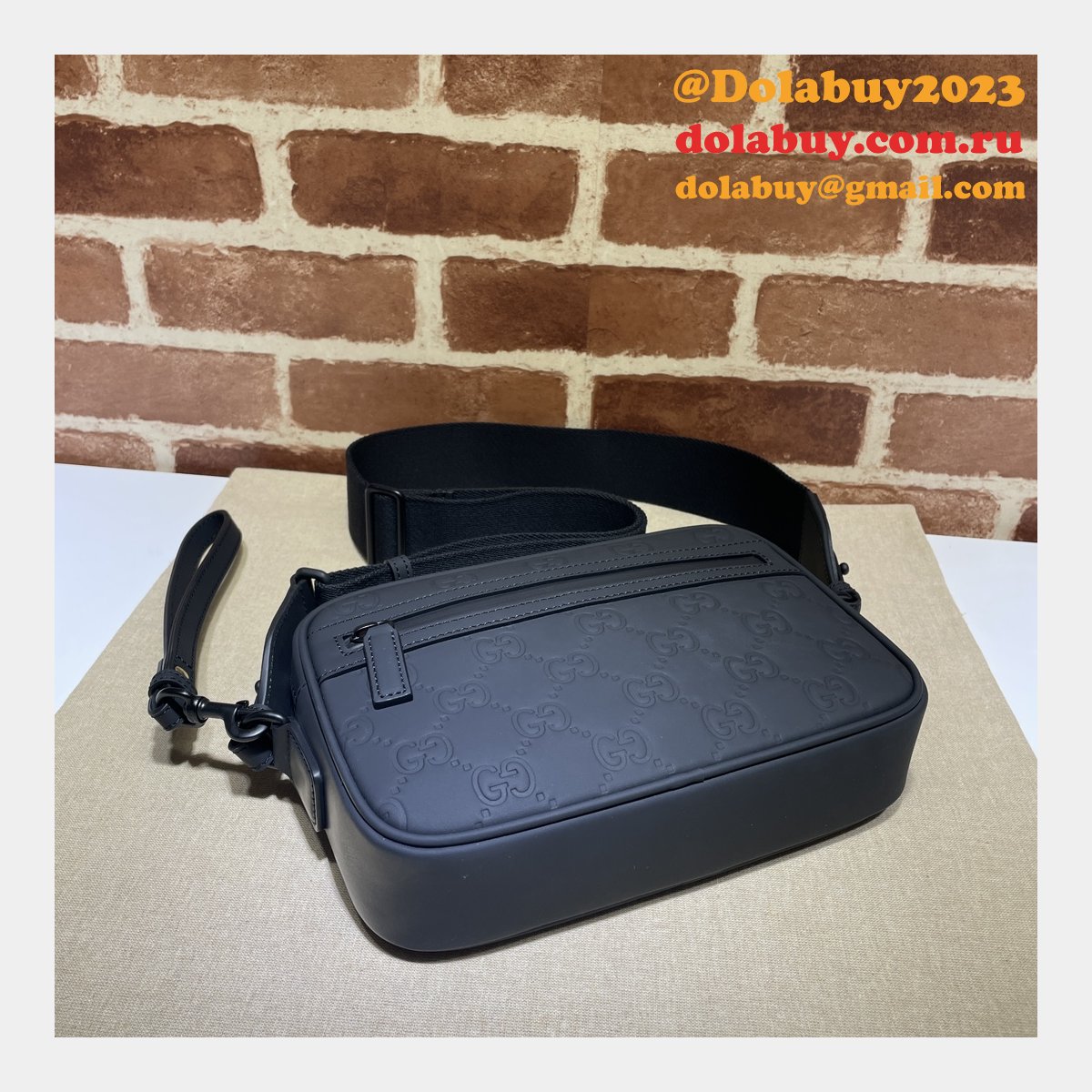 GG Crossbody Knockoff Gucci Rubber-effect 771293 Black Bag