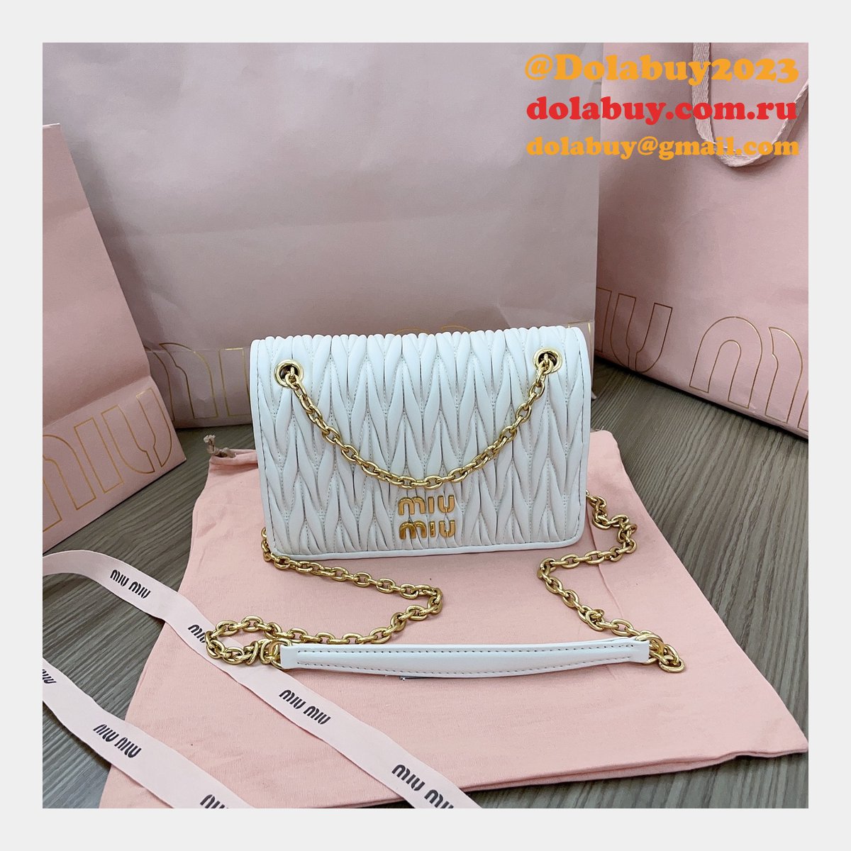 Copy High Quality 5BP065 Replica Miu Miu Matelasse Bags