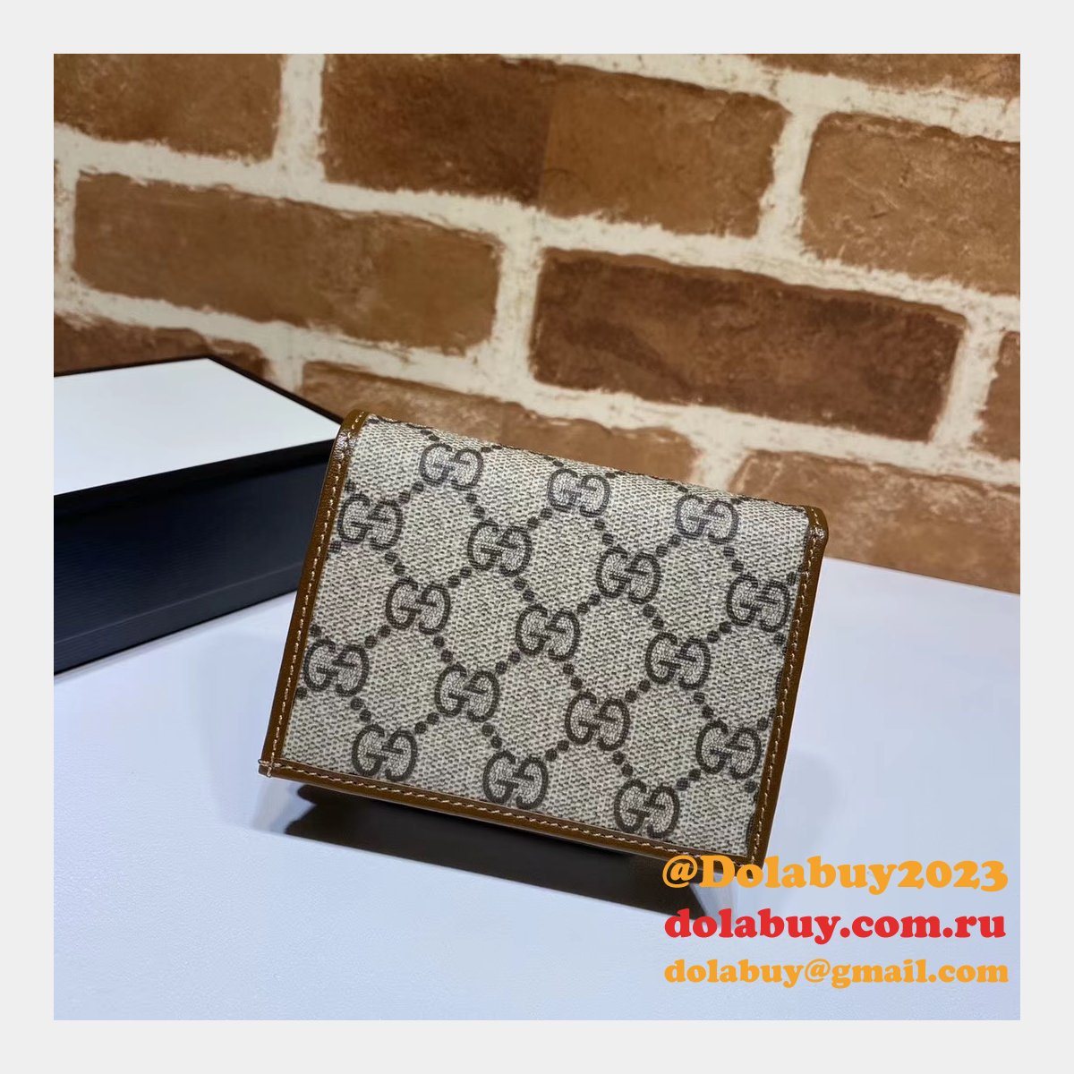 top quality G*u*i beige fake 1955 horsebit card case 621887 wallet