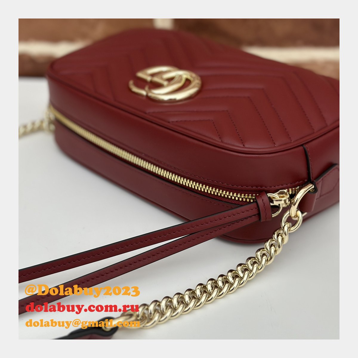 Gucci Perfect Knockoff Luxury 447632 GG Marmont Small Matelassé Shoulder Red Bag