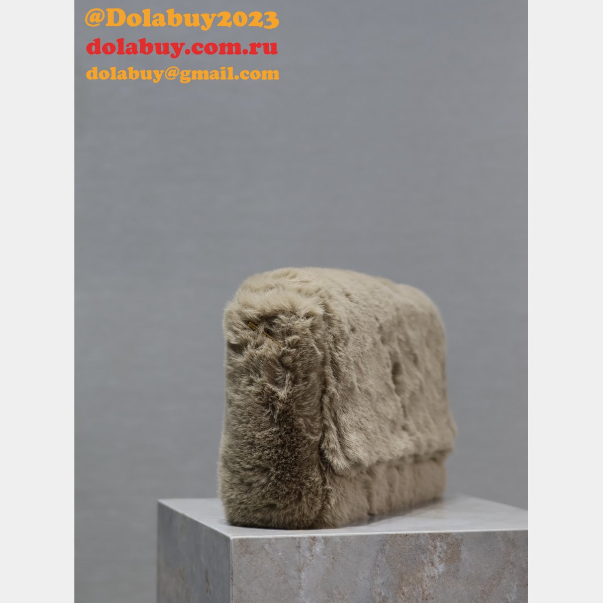 Top Quality YSL KATE Double Bread suede & rabbit fur BAG