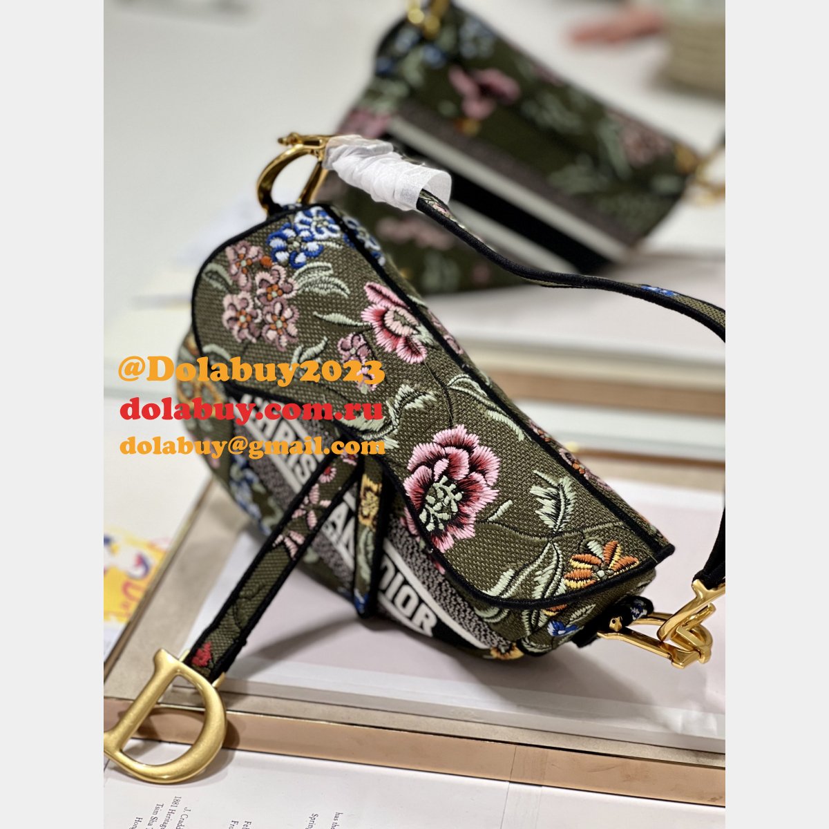 Christian Dior AAA Oblique Saddle Blooming green 9012/0446 Fake Bag