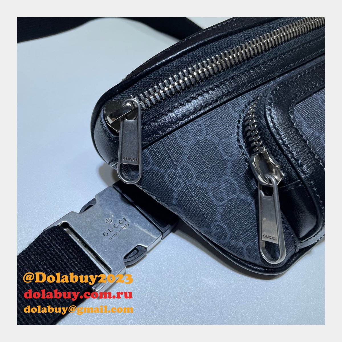 Top Quality Gucci Belt bag with Interlocking G 682933 black GG Supreme