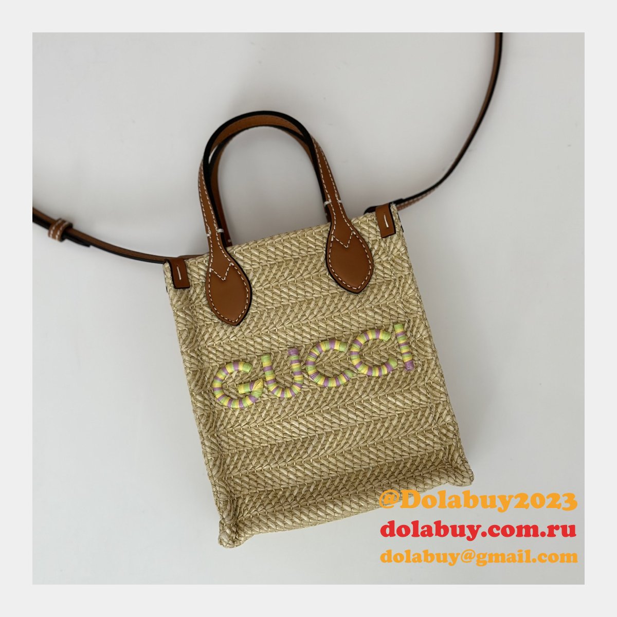 Gucci Fake Super Crossbody Straw-effect 780083 Top Bag