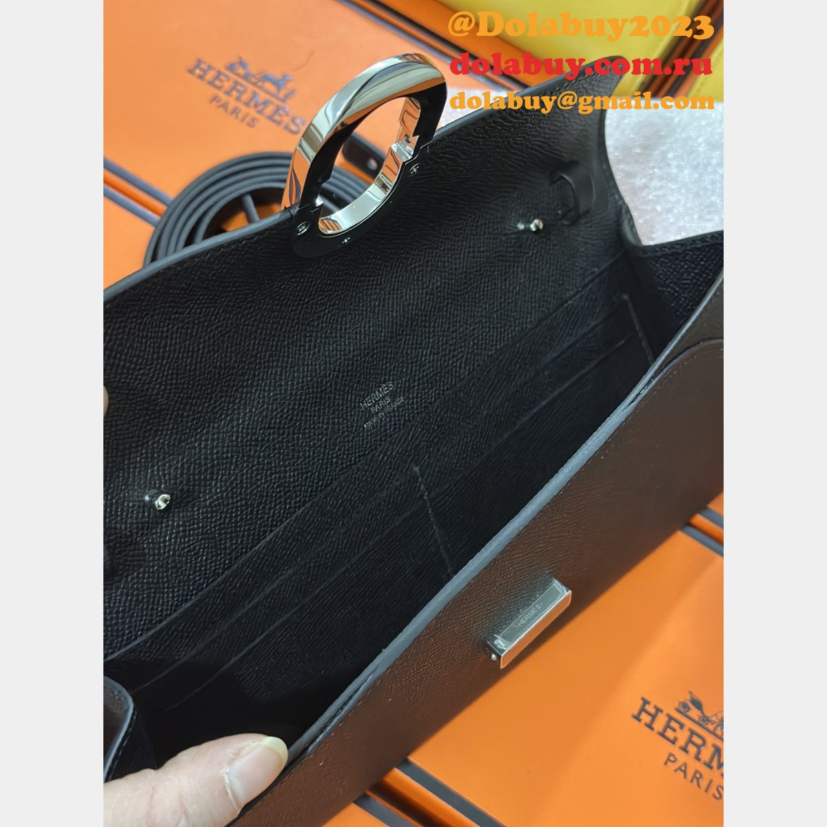 Luxury Hermes D Ancre to go clutch Epsom bag